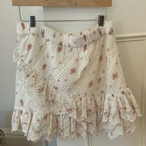 XS Love Shack Fancy Pink and White Floral Skirt